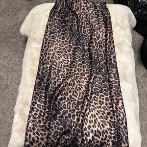 Zara Leopard Print Maxi Skirt - Black and Brown